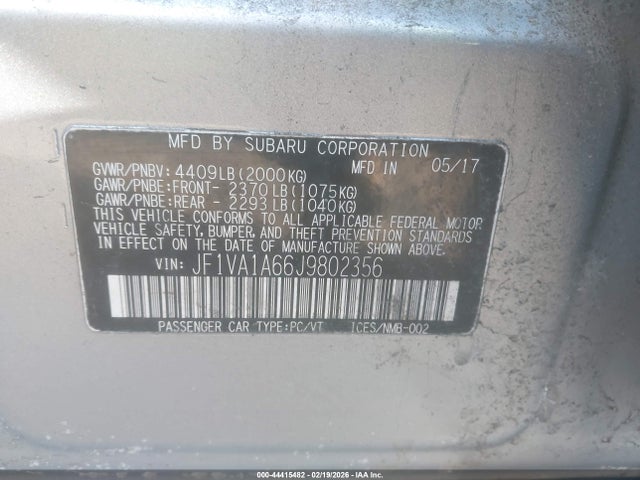 2018 SUBARU WRX JF1VA1A66J9802356 Photo 8