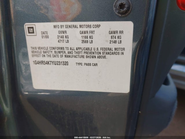 Продаж на аукціоні авто 2000 Buick Lesabre Limited, vin: 1G4HR54K7YU231320, номер лоту: 44415509