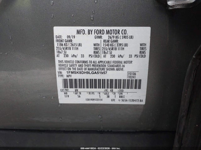 2020 FORD EXPLORER 1FMSK8DH9LGA51957 Photo 8