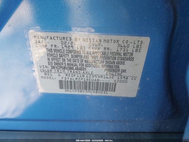 Продаж на аукціоні авто 2021 Nissan Kicks S Xtronic Cvt, vin: 3N1CP5BV3ML484031, номер лоту: 44415559