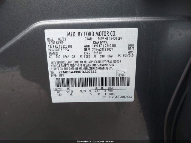 Aukcja sprzedaży 2024 Ford Edge Sel, vin: 2FMPK4J99RBA07663, numer aukcji: 44415572
