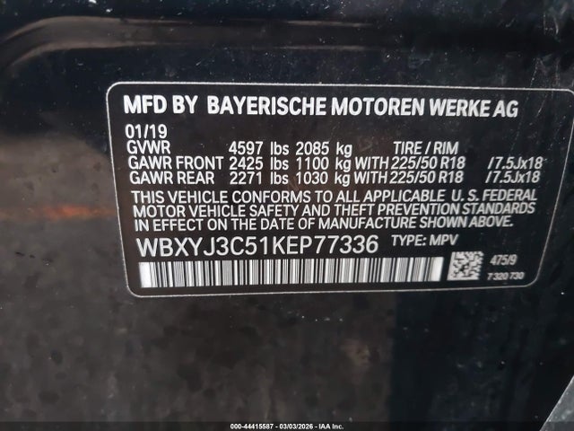 Продаж на аукціоні авто 2019 Bmw X2 Sdrive28i, vin: WBXYJ3C51KEP77336, номер лоту: 44415587