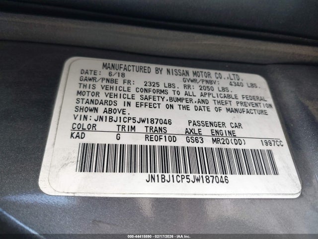 JN1BJ1CP5JW187046 Nissan Rogue Sport S