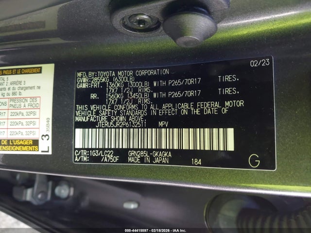 JTERU5JR2P6132511 Toyota 4runner Trd Off Road Premium
