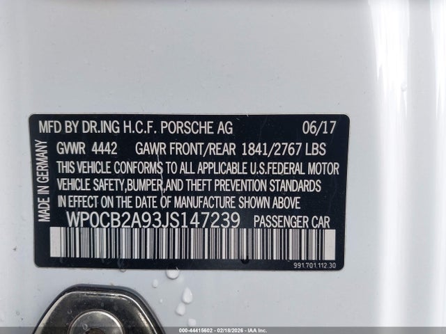 2018 PORSCHE 911 WP0CB2A93JS147239 Photo 8