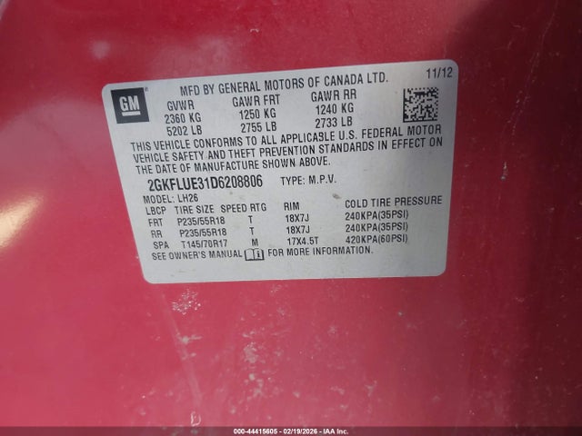 2013 GMC TERRAIN 2GKFLUE31D6208806 Photo 8