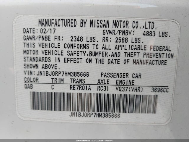 Aukcja sprzedaży 2017 Infiniti Qx50, vin: JN1BJ0RP7HM385666, numer aukcji: 44415611
