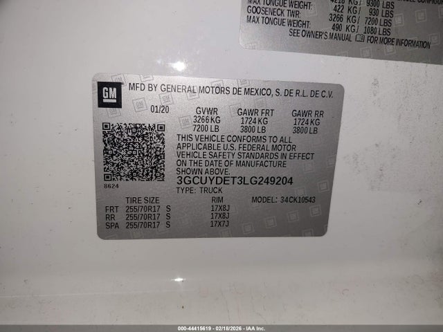 3GCUYDET3LG249204 Chevrolet Silverado 1500 4wd Short Bed Lt