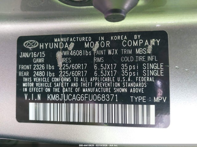 KM8JUCAG6FU068371 Hyundai TUCSON SE