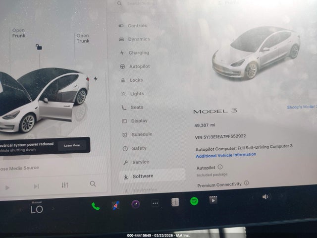 44415649 :رقم المزاد ، 5YJ3E1EA7PF552922 vin ، 2023 Tesla Model 3 Rear-wheel Drive مزاد بيع