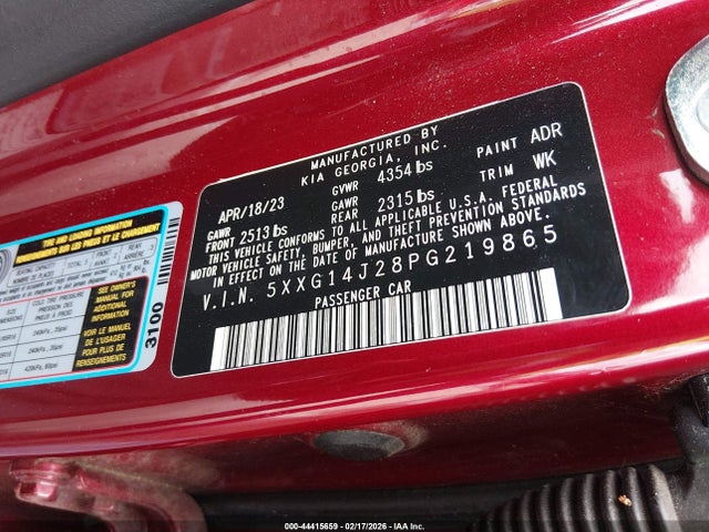 5XXG14J28PG219865 KIA K5 LXS