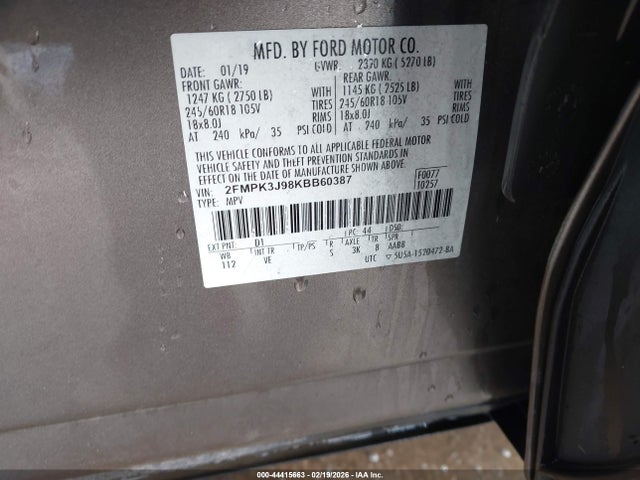 2019 FORD EDGE 2FMPK3J98KBB60387 Photo 8