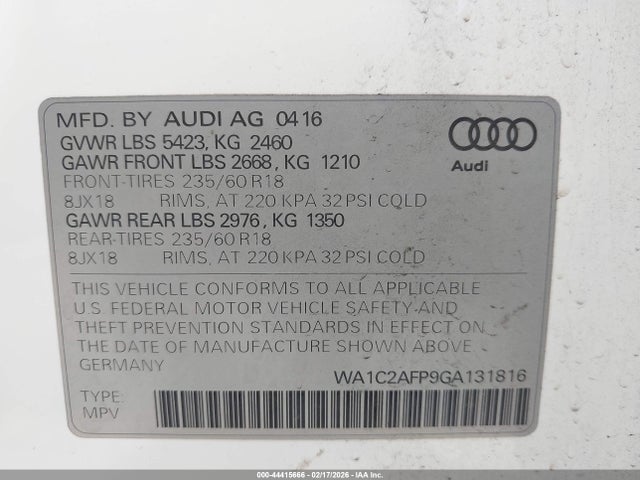 2016 AUDI Q5 WA1C2AFP9GA131816 Photo 8