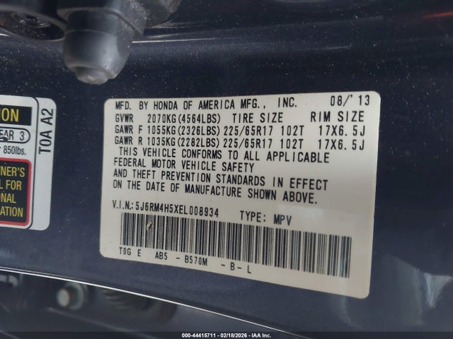 5J6RM4H5XEL008934 Honda CR-V EX