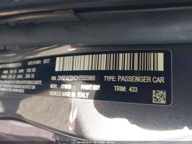 2017 ALFA ROMEO GIULIA ZARFAEBN2H7555960 Photo 8