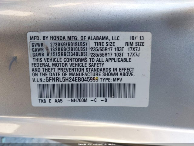Honda ODYSSEY LX 2014 5FNRL5H24EB045999 Image 9
