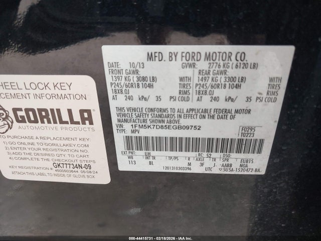 2014 FORD EXPLORER 1FM5K7D85EGB09752 Photo 8