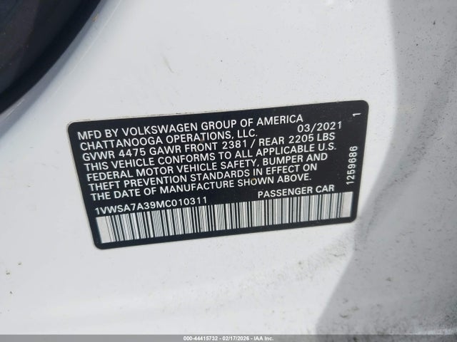 Aukcja sprzedaży 2021 Volkswagen Passat 2.0t Se, vin: 1VWSA7A39MC010311, numer aukcji: 44415732