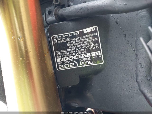 JH2PC40H5MK700049 Honda Cbr600 Rr