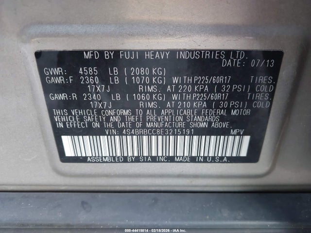 Subaru Outback 2.5i Premium 2014 4S4BRBCC8E3215191 Image 9