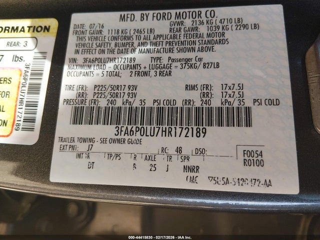 2017 FORD FUSION HYBRID 3FA6P0LU7HR172189 Photo 8