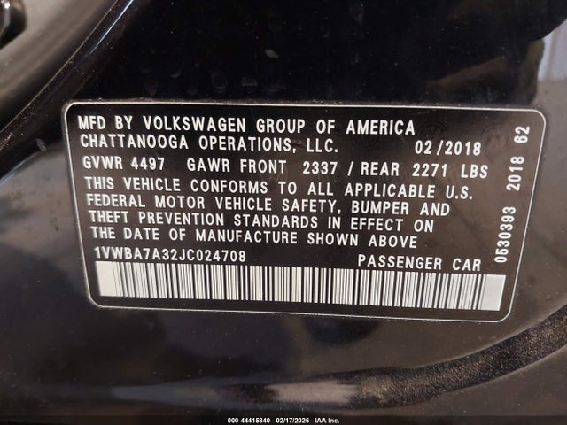Volkswagen Passat 2.0t Se 2018 1VWBA7A32JC024708 Image 9