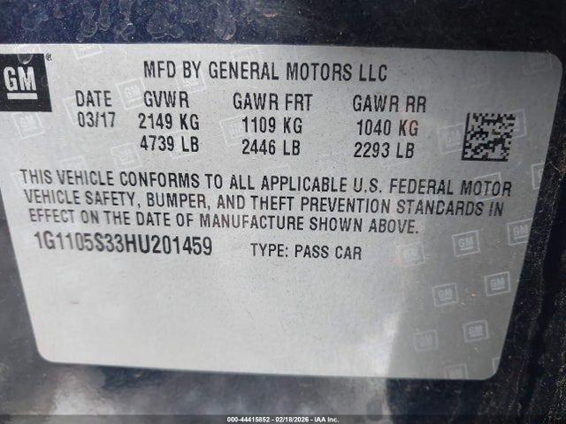 1G1105S33HU201459 Chevrolet IMPALA 1LT