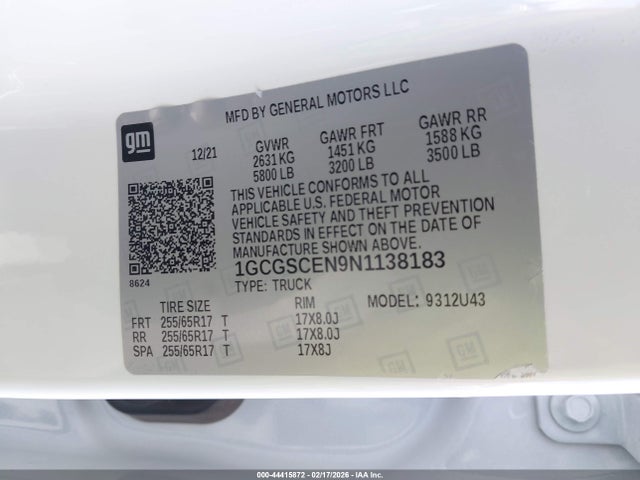 1GCGSCEN9N1138183 Chevrolet Colorado 2wd Long Box Lt
