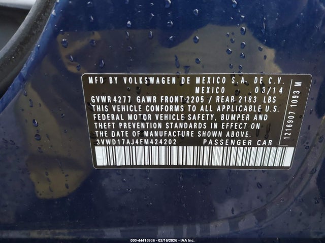 3VWD17AJ4EM424202 Volkswagen Jetta 1.8t Se