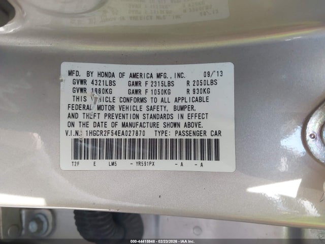 Honda Accord Sport 2014 1HGCR2F54EA027870 Image 9