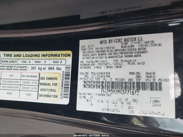 1FATP8UH9K5171672 Ford Mustang Ecoboost Premium