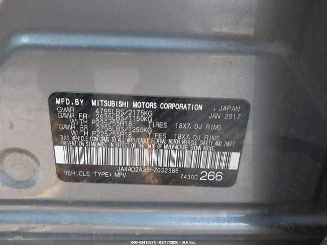 2017 MITSUBISHI OUTLANDER JA4AD2A33HZ032388 Photo 8