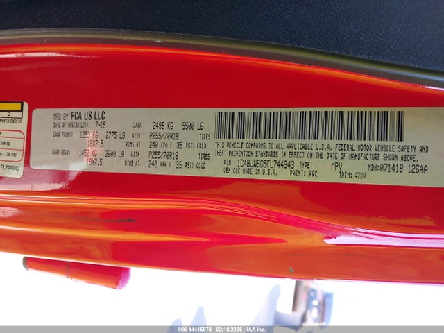 1C4BJWEG5FL744943 Jeep Wrangler Unlimited Sahara