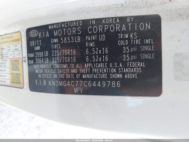 2012 KIA SEDONA KNDMG4C77C6449786 Photo 8
