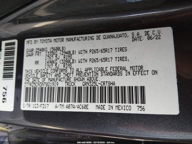 3TYRZ5CN3NT021919 Toyota Tacoma Trd Sport
