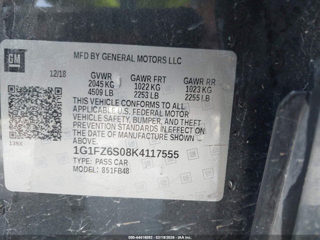 2019 CHEVROLET BOLT EV 1G1FZ6S08K4117555 Photo 8