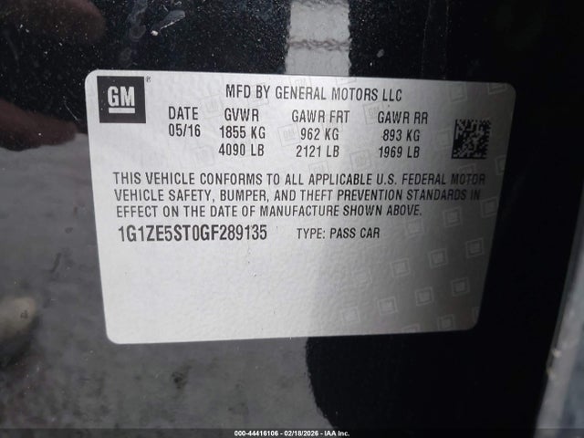 1G1ZE5ST0GF289135 Chevrolet MALIBU 1LT