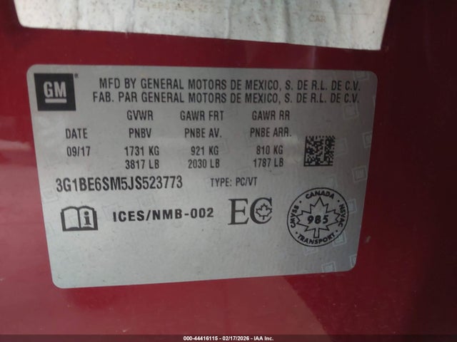 Chevrolet Cruze Lt Auto 2018 3G1BE6SM5JS523773 Image 9