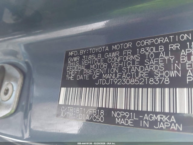 2008 TOYOTA YARIS JTDJT923085218378 Photo 8