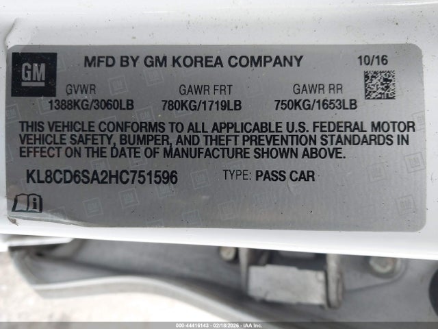 KL8CD6SA2HC751596 Chevrolet Spark 1lt Cvt