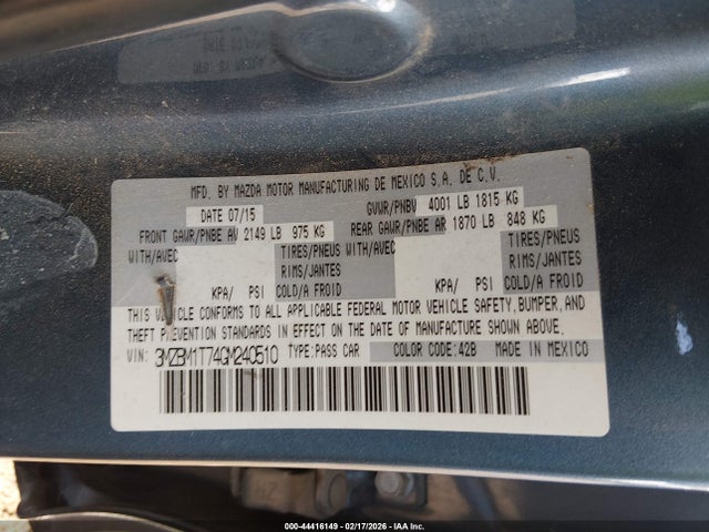 Aukcja sprzedaży 2016 Mazda Mazda3 I Sport, vin: 3MZBM1T74GM240510, numer aukcji: 44416149