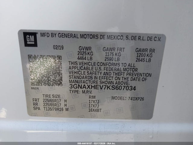 3GNAXHEV7KS607034 Chevrolet EQUINOX LS