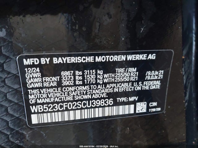 Продажа на аукционе авто 2025 Bmw Ix Xdrive50, vin: WB523CF02SCU39836, номер лота: 44416164