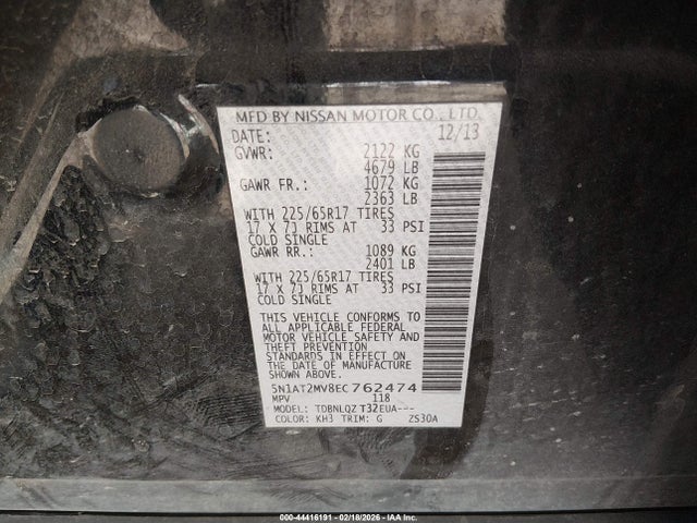Nissan ROGUE SV 2014 5N1AT2MV8EC762474 Image 9