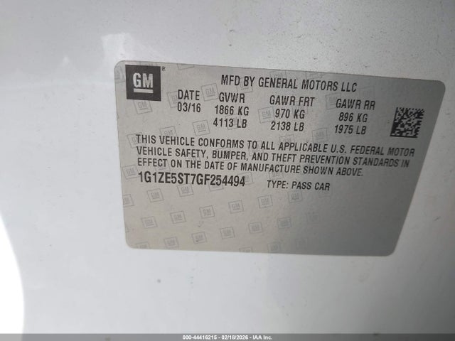 1G1ZE5ST7GF254494 Chevrolet MALIBU 1LT