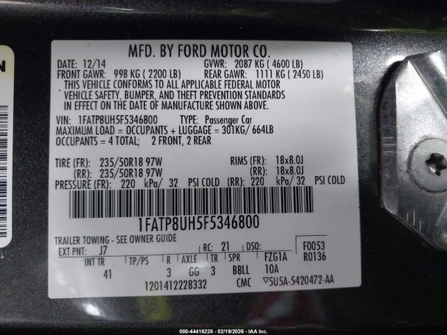 2015 FORD MUSTANG 1FATP8UH5F5346800 Photo 8