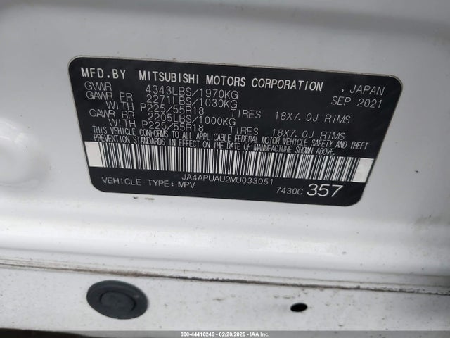 2021 MITSUBISHI OUTLANDER SPORT JA4APUAU2MU033051 Photo 8