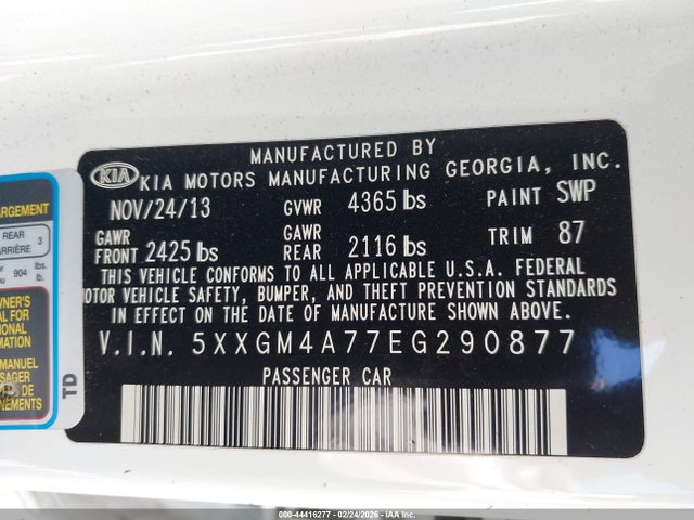 5XXGM4A77EG290877 KIA Optima Lx