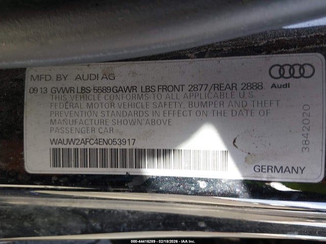 44416289 :رقم المزاد ، WAUW2AFC4EN053917 vin ، 2014 Audi S7 4.0t Prestige مزاد بيع