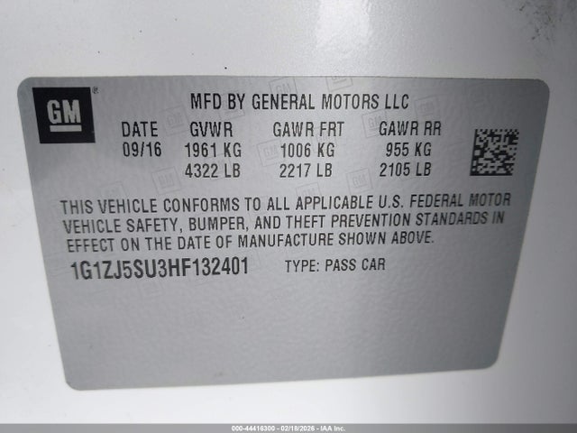 1G1ZJ5SU3HF132401 Chevrolet MALIBU HYBRID